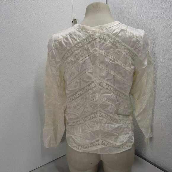 NEW LOVESHACKFANCY Womens Tandra Romantic V-Neck Blouse Size 4 Antique White - Picture 11 of 13